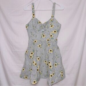 Speechless Polka Dot Floral Print Sleeveless Fit & Flare Mini Dress size medium